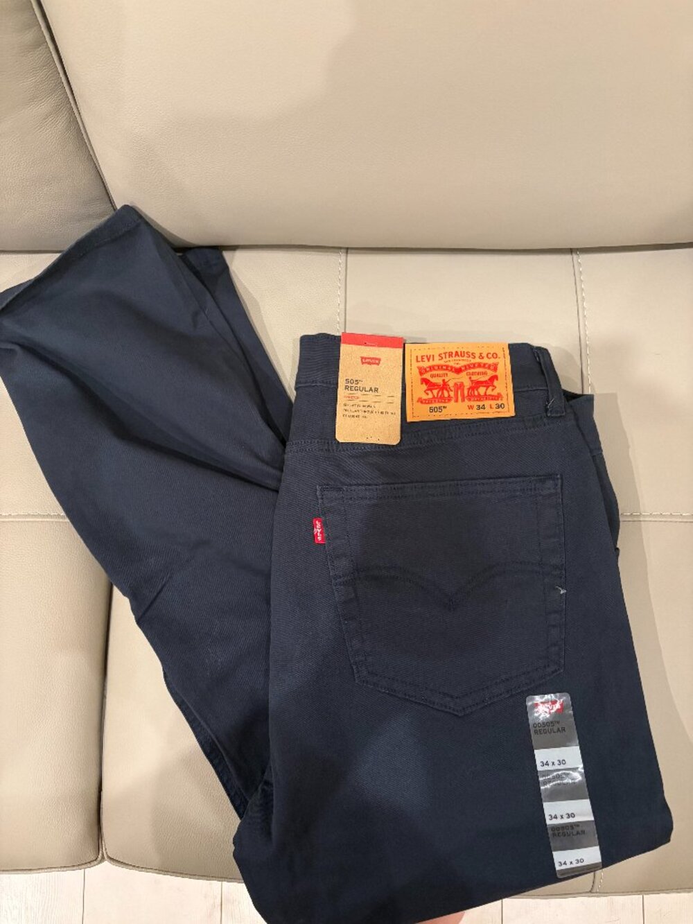 Levi s 505 Jeans Men s Stretch Regular Fit Zip Navy